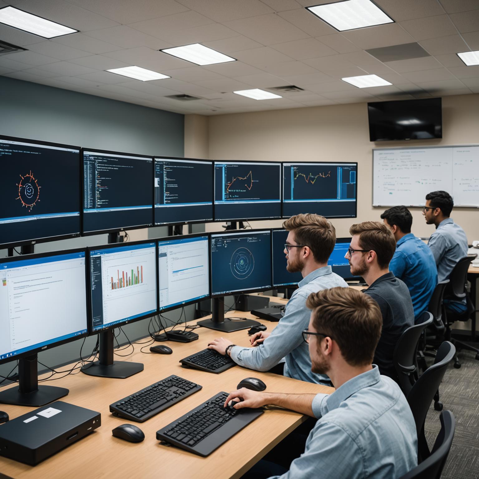 Software engineering students coding