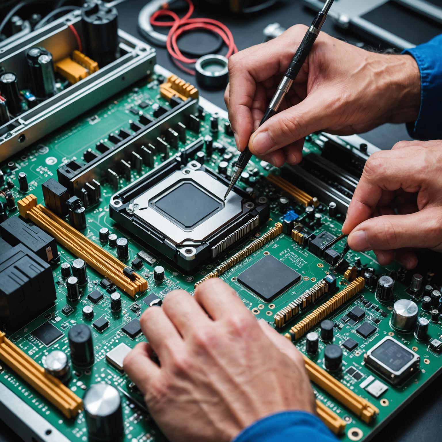IT support technician repairing hardware
